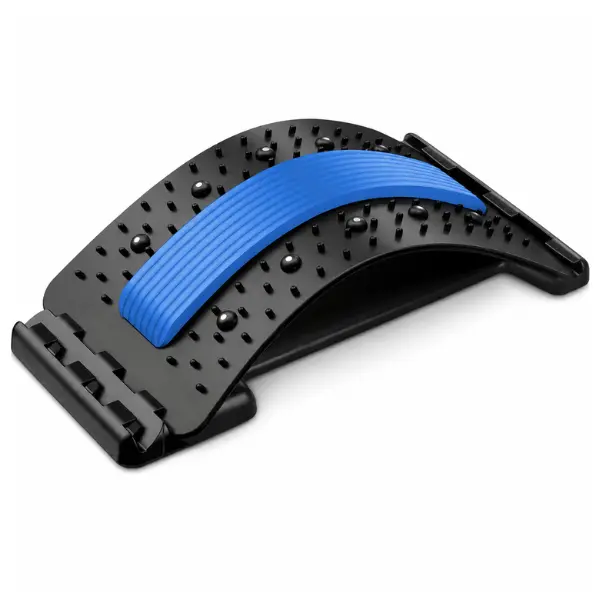 Back Stretcher - 4-Level Adjustable Lumbar Support Board & Back Cracker for Lower Back Pain Relief, Home Office Use (Blue)