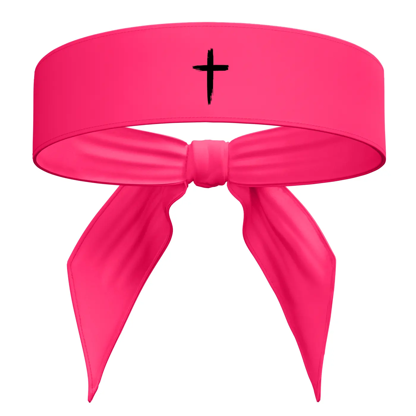 Neon Pink Headband / Black Cross