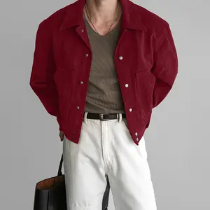 INCERUN Men Vintage Faux Suede Jackets Turn Down Collar Snap Button Coats Casual Loose Western Cowboy Style Outerwear Fall Winter