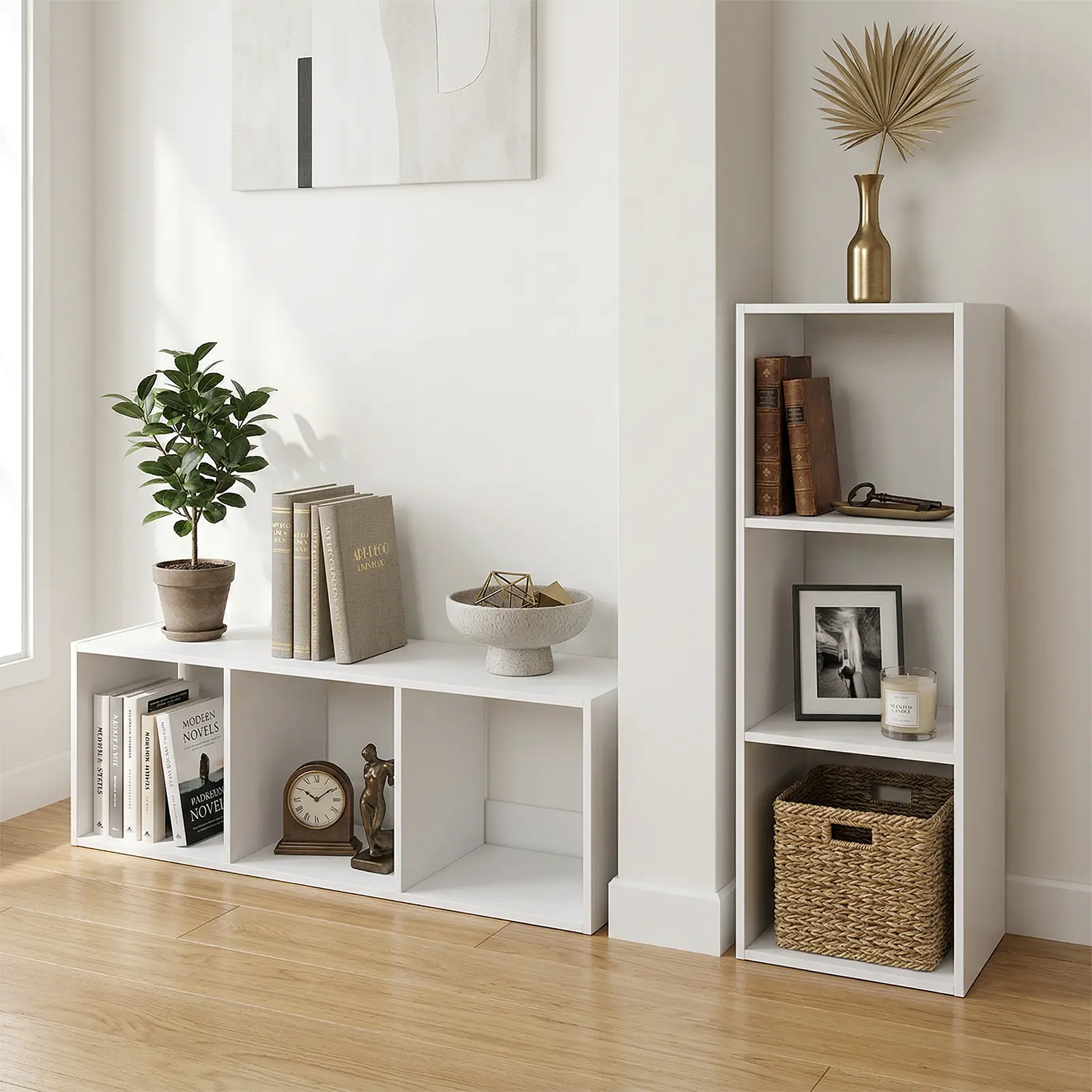 Endearing Limons 3-Cube Thick-Border Engineered Wood Storage Organizer Bookshelf, Stable Stackable Unit with Reversible Back-Open Shelf, Anti-Tipping Device, 25kg Load Capacity, Assembly Required for Bedroom, Home Office Decor, Small Room Ideas, Bookish T