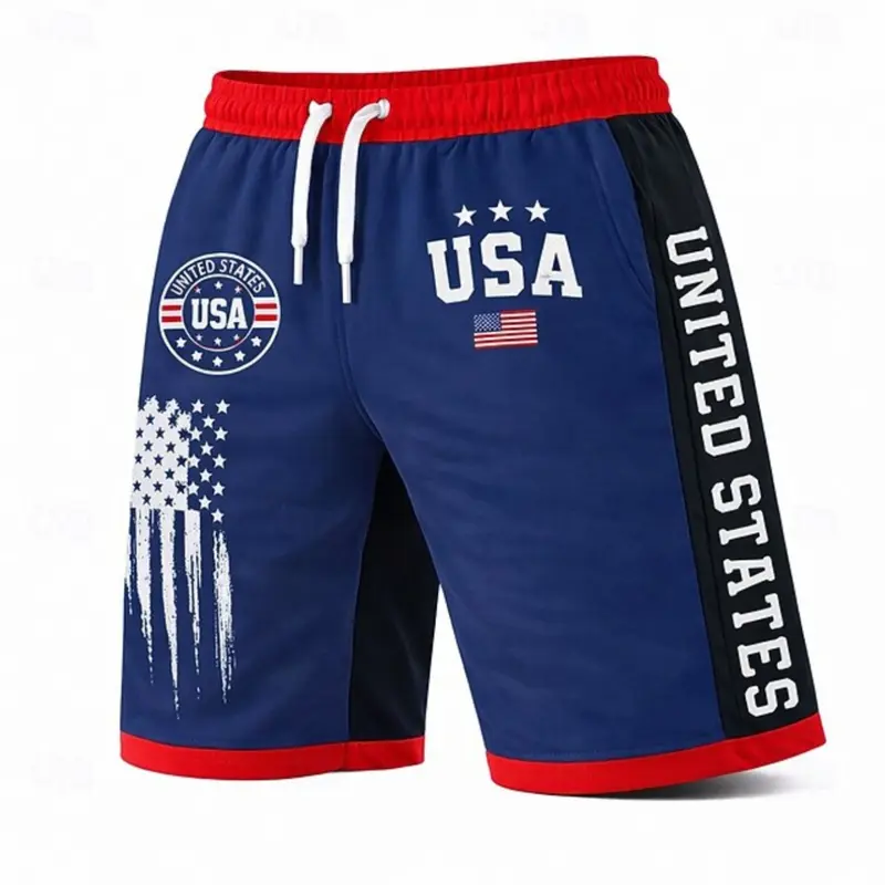 Men's American Flag 250th Anniversary Gym Shorts, Beach Shorts, Graphic Fitness Shorts, Athletic Casual Sporty Shorts, Thin Lightweight Workout Shorts, Shorts Summer Casual, Patriotic Holiday Print, Elastic Drawstring Waist
