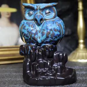Owl Ceramic Incense Burner waterfall , 1 count ceramic incense holder,creative home decoration,home fragrance accessories (without incense)