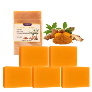 5 Pack Turmeric Soap Bar for face,with Vitamin C,Kojic Acid,Collagen,Turmeric,Natural Ingredients,Organic,Vegan,Handmade Turmeric Soap Bar for Face & Body-3.7oz *5 pcs