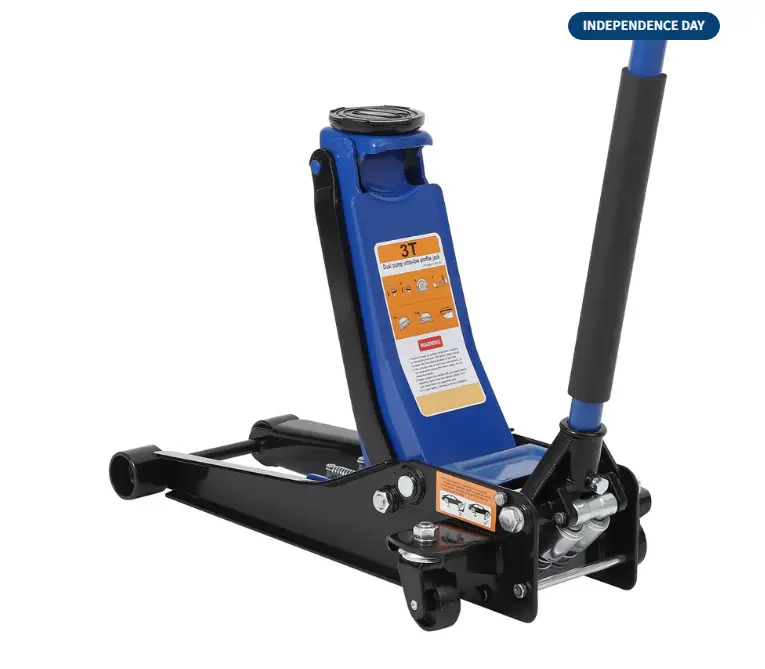 3 Ton Low Profile Floor Jack, Professional Low Profile Hydraulic Jack, Heavy Duty Steel Racing Floor Jack with Dual Piston Quick Lift Pump,Lift Range 3"-19.5",Hydraulic Car Jack, Blue