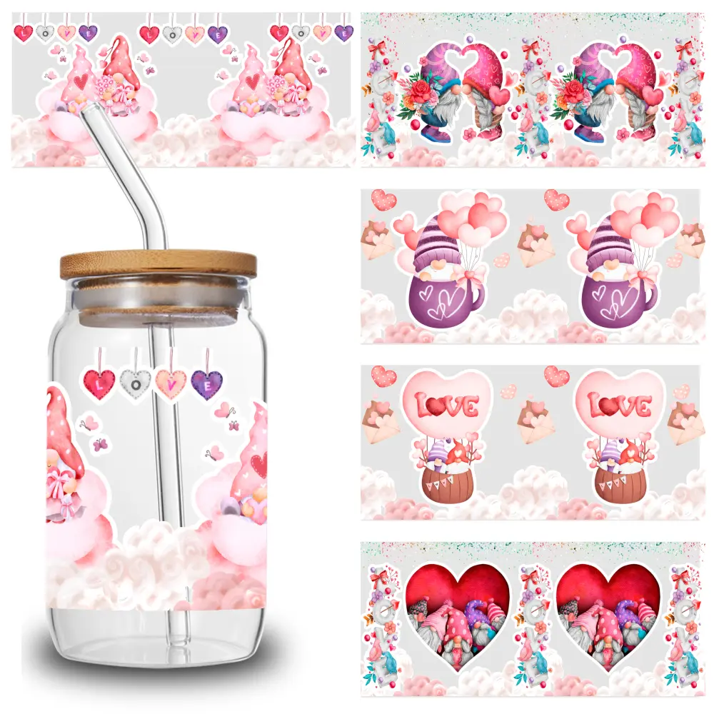 5 Sheets Troll Hearts   Stickers Household Waterproof Rub on Transfers Suitable for 16 oz Glass Decorative Art Glass Unicorn   transfer sticker film dtf heat Bear Iron-On UV Wrap Cup