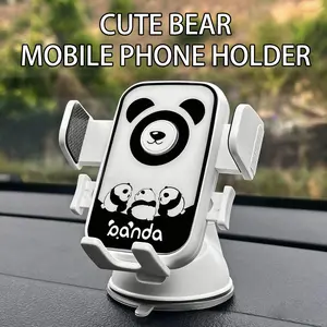 Cute Bear Cartoon Phone Holder Car Suction Cup Stable Non-Slip Dashboard Navigation In-Car Mobile Stand