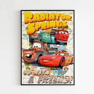 Cars Poster, McQueen poster, Radiator springs posters, cartoon poster, Piston cup poster, Lightning McQueen, Cars movie poster