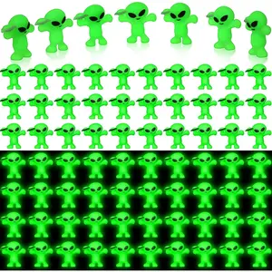 25 Pcs Mini Alien Figures Glow in The Dark Space Ship Tiny Small Alien Figurine for Easter Toys Bulk Gift Space Party Favors Hide and Seek Goodie Bag Piñata Stuffers