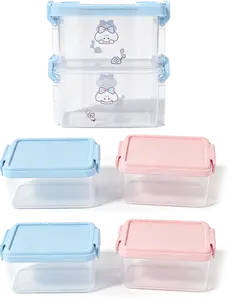 6 Pcs Clear Plastic Stackable Storage Containers with Lids, BPA-Free Airtight Organizer Bins in Blue & Pink, for Home, Kitchen, Bedroom & Office Organization