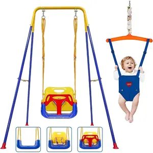2 in 1 Toddler Swing & Jumper, Swing Set for Indoor/Outdoor, Baby Jumpers and Bouncers, Easy to Assemble & Store, Suitable for Children 6 Months and Older