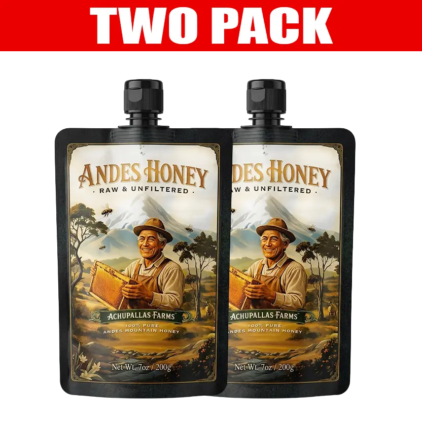 Andes Honey, 7 oz Pouches (2 Pack) 100% Raw, Pure, Premium Honey – Andes Mountain Wildflower Honey