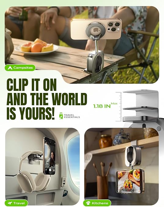 LISEN 2025 MagSafe Travel Stand - 360° Rotating Foldable Phone Holder for iPhone 16/15/14/13/12 Magnetic Gifts for women