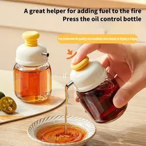 Small Capacity Olive Oil Dispenser Bottle 3.38oz, Glass Kitchen Vinegar and Oil Pouring Tool, Convenient Oil Control Press Bottle