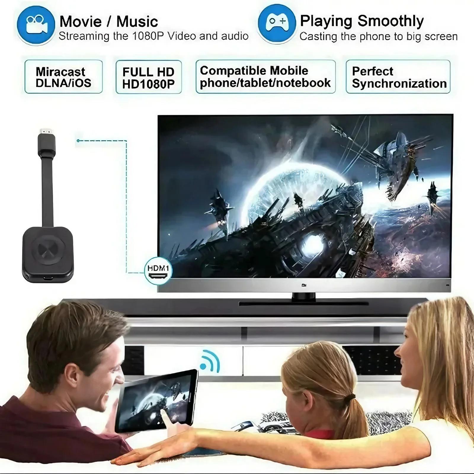 WiFi Receiver Audio Video Transmitter Phone Projector HDMI-Compatible Mirroring Screen Display Adapter for PC TV Receiver Multi-Functional