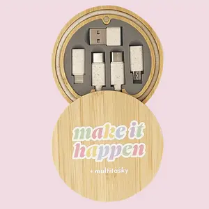 Multitasky - Make It Happen 6-in-1 Multi-USB Bamboo Charging Adapter Cable Kit