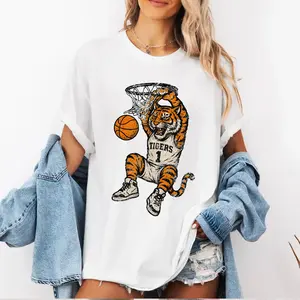 Tiger Game Day Shirt, Retro Tiger with game day Mascot T-Shirt, Unisex School Spirit Tee, Cute Tiger Graphic Football Top