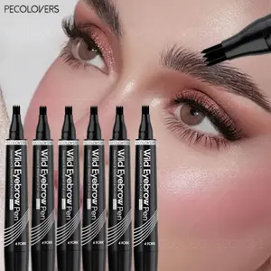 6pcs/set 4 Fork Eyebrow Pen Dark Brown Sweatproof Quickily Drying Tip Eyebrows Pen Eyebrow Tattoo Waterproof Liquid Eye Brow Makeup Pencil Eyebrow Products