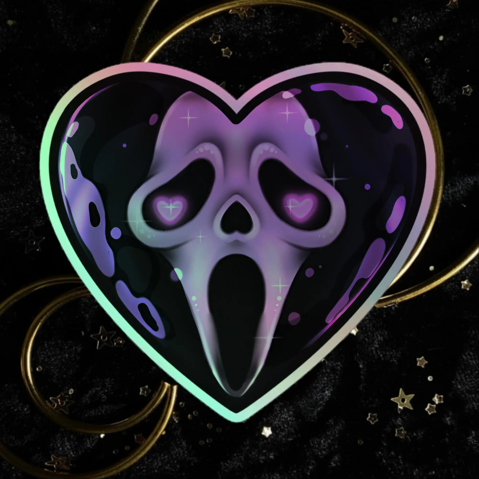 Ghostface heart Holographic stickers