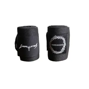 Jesus is King Wrist Wraps - Black Fabric Wraps with "Jesus is King" Design, Ideal for Support and Comfort