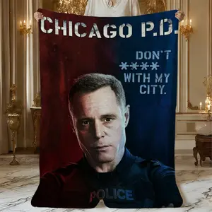1Pc Design chicago police department publicity Themed Print Flannel Blanket - 100 polyester soft durable fabric, colorfast prints. Large size for sofa cover, bedroom decor, camping. Heartwarming holiday gift for Christmas Valentines Day.