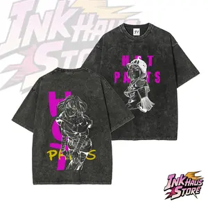Hot Pants, a popular character from JoJo's Bizarre Adventure: Steel Ball Run--Short Sleeve Cotton Unisex Retro wash Tee