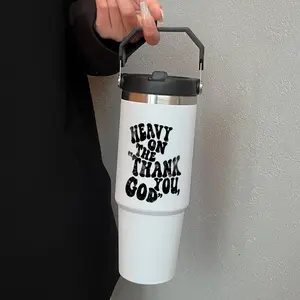 30oz Handheld Insulated Cup with Straw, Large Capacity Portable Stainless Steel Water Bottle, Sporty Style for Outdoor Home Travel Gift