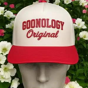 GOONOLOGY Original 2 Tone Snapback Hat with Silicone Print 3D - White and Red Trucker Cap for Men and Women