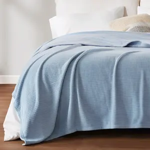 True North by Sleep Philosophy TN51-0556 108 x 90 x 0.25 in. Microfleece Blanket, Blue - King Size