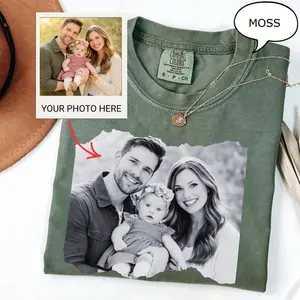 [PLS Note] Comfort Colors Custom Family Shirt Personalized Picture Tee Girlfriend Or Boyfriend Upload Your Own Image Vintage Custom Photo Gift