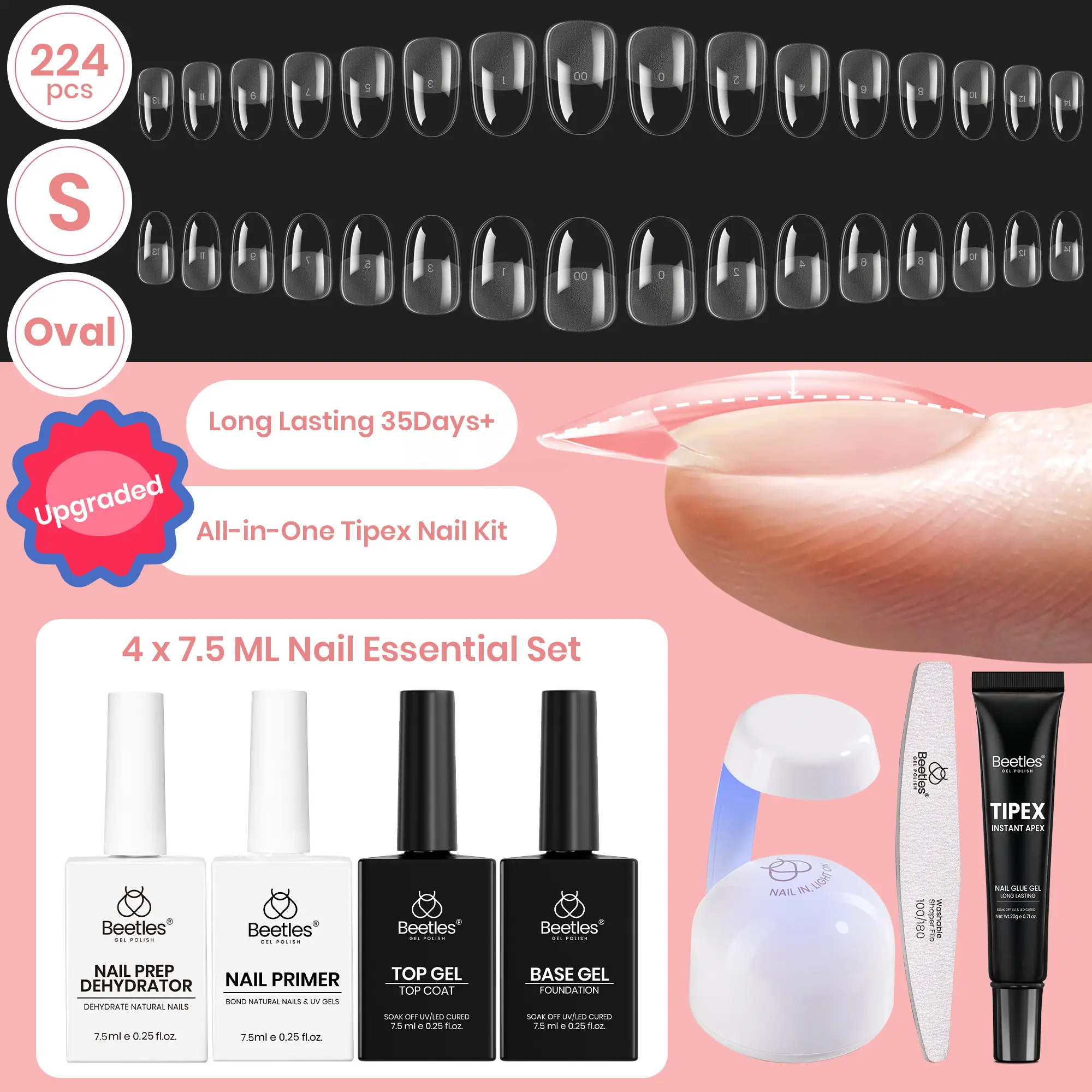 Short Oval 【Kit】16 Sizes-224 Pcs