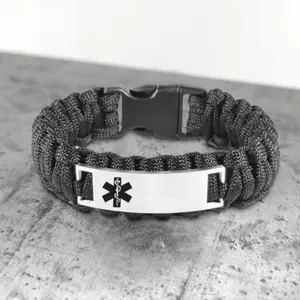 GTHIC Star Of Life Paracord Braided Bracelet Stainless Steel for Men Daily Wear Father's Day Gift
