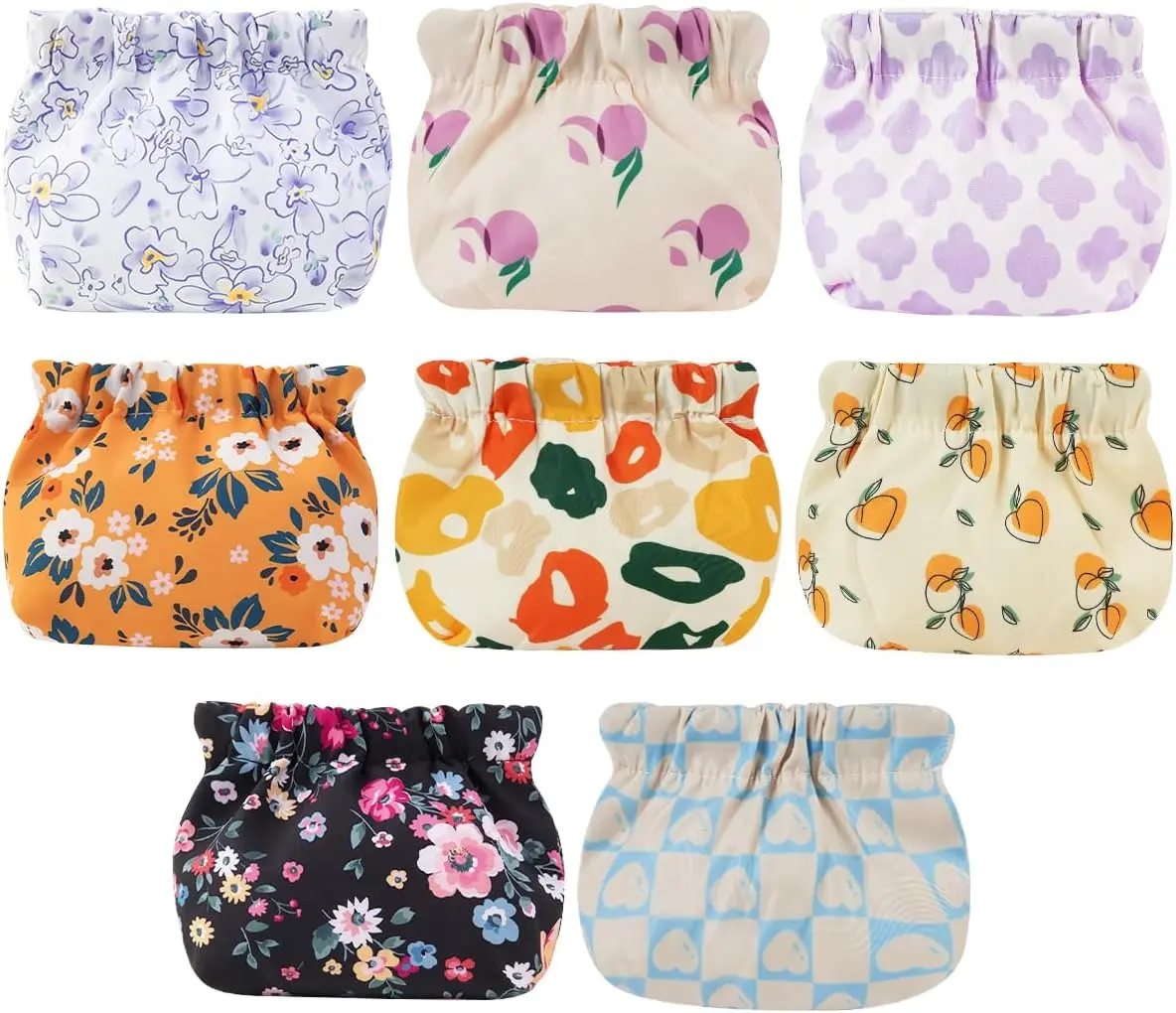 SURUIHK 8 Pcs Mini Makeup Bag for Purse Colorful Waterproof Cosmetic Pouches with Self-Closing Snap Closure Perfect for Travel Storage of Cosmetics Jewelry & Accessories 13x12cm Portable Organizer Pouches Gift Colorful Gift, Purse Necessities Kit, Polyest