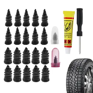 Screw-Type Tire Repair Nails, 20-Piece Vacuum Tire Repair Screw Set, Tire Repair Rubber Nail Tool Kit, Tire Screw Repair Nail Tool Kit, Self-Tapping Tire Repair Nails for Puncture Repair on Car, Motorcycle, Truck, and Tractor Tires