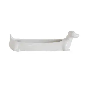 Ceramic Dachshund Shaped Cracker Dish, Decorative Plates for Kitchen Tableware Use, Dachshund Shaped Plates