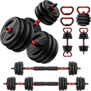 Adjustable Dumbbell Set, 20/30/45/70/90lbs Free Weight Set With Double Locknut, 5-in-1 Dumbbells Set Includes Barbell, Kettlebells, Push up Stand, Weight Plate, Fitness Exercise for  Gym Suitable Men/Women