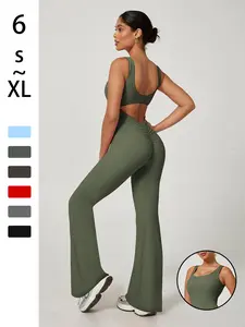 Summer Bestselling Jumpsuit: Butt Lifting & Backless Wide Leg Design, Sporty Daily Commute Wear, Slim-Fitting Above Ankle Length