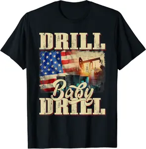 Drill Baby Drill American Flag Oilrig Oilfield T-Shirt - Griseldatu Shop 41B09VS3X37G