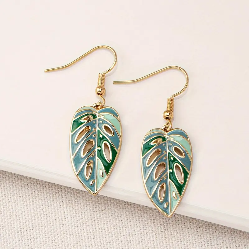 Leaf Design Dangle Earrings, Dangling Earrings, Statement Earrings, Unique Design Earrings, Hollow Out Alloy Drop Earrings for Women, Casual Jewelry for Party, Daily Clothing Decor, Exquisite Jewelry Gift, for Birthday Gift