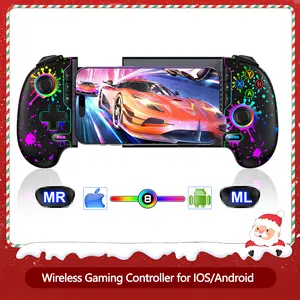 Mobile Gaming Controller for iPhone & Android,Wireless Phone Game Controller for Xbox/Steam/GeForce Now/MFi Apple Arcade/Roblox with Hall Effect Joystick/RGB (Ink Pattern)