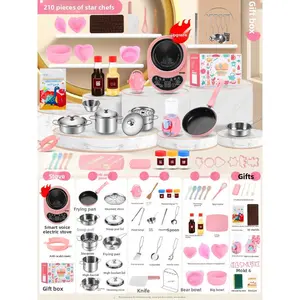 Kids Complete Real Cooking Mini Kitchen Playset, Functional Tiny Cookware Kit for Girls, Fun Educational Pretend Play, Ideal Birthday Gift, Family Bonding Activity for Home Indoor Creative Play