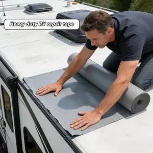 1 Roll set of roof waterproof tape, made of high-density polyethylene material, roof leak proof tape, 19.6in (W) * 5.5yd (L), waterproof and leak proof quick sealing, heat and cold resistance (-76 ° F to 230 ° F), UV and weather resistance, cement cracks,