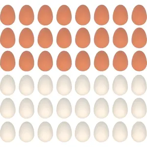 48 Pcs Bouncy Rubber Eggs Toys, 2.16 inches Fake Bouncing Eggs for DIY Easter, Realistic Lifelike Pretend Play Food Funny Party Favors Bulk Fetch Pet Toys Set Pack Ornaments Decor Decoration