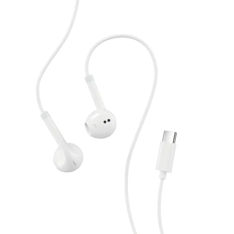 Wired Earphones Type C Plug, In-Ear Earbuds for iPhone 17 16 15 Series, Android, Samsung, Google Pixel, [Microphone & Volume Control] Plug & Play Wired Headphones Audio Headset Earplugs