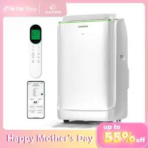 ZAFRO (42dB) 16,000 BTU WIFI (12,000 BTU SACC) Portable Air Conditioners, Ultra Quiet Dual Duct Smart AC with Drainage-free Cooling/24Hrs Timer/APP/Remote/Cool, Fan & Dehumidifier Modes for Indoor Rooms