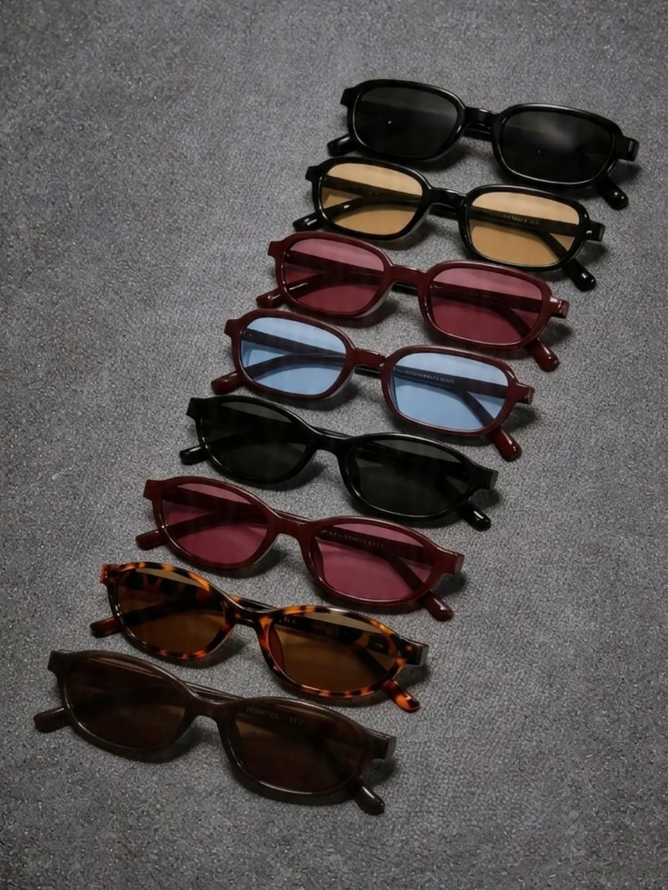 8 Pairs Multicolor Small Frame Sun Protective Sunglasses Set, American Retro Vintage Style, Suitable for All Seasons Use, Perfect for Streetwear, Travel, Gifts, Visits