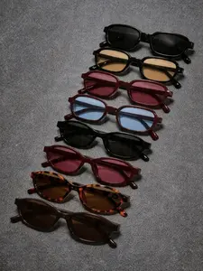 8 Pairs Multicolor Small Frame Sunglasses Set, American Retro Vintage Style, Suitable for All Seasons Use, Perfect for Streetwear, Travel, Gifts, Visits
