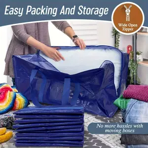 Heavy-Duty 50 Lb Extra-Large Moving Bag - Durable, Waterproof, Puncture-Resistant Polypropylene Storage Bag With Sturdy Handles And Zipper Closure, Suitable For Luggage.