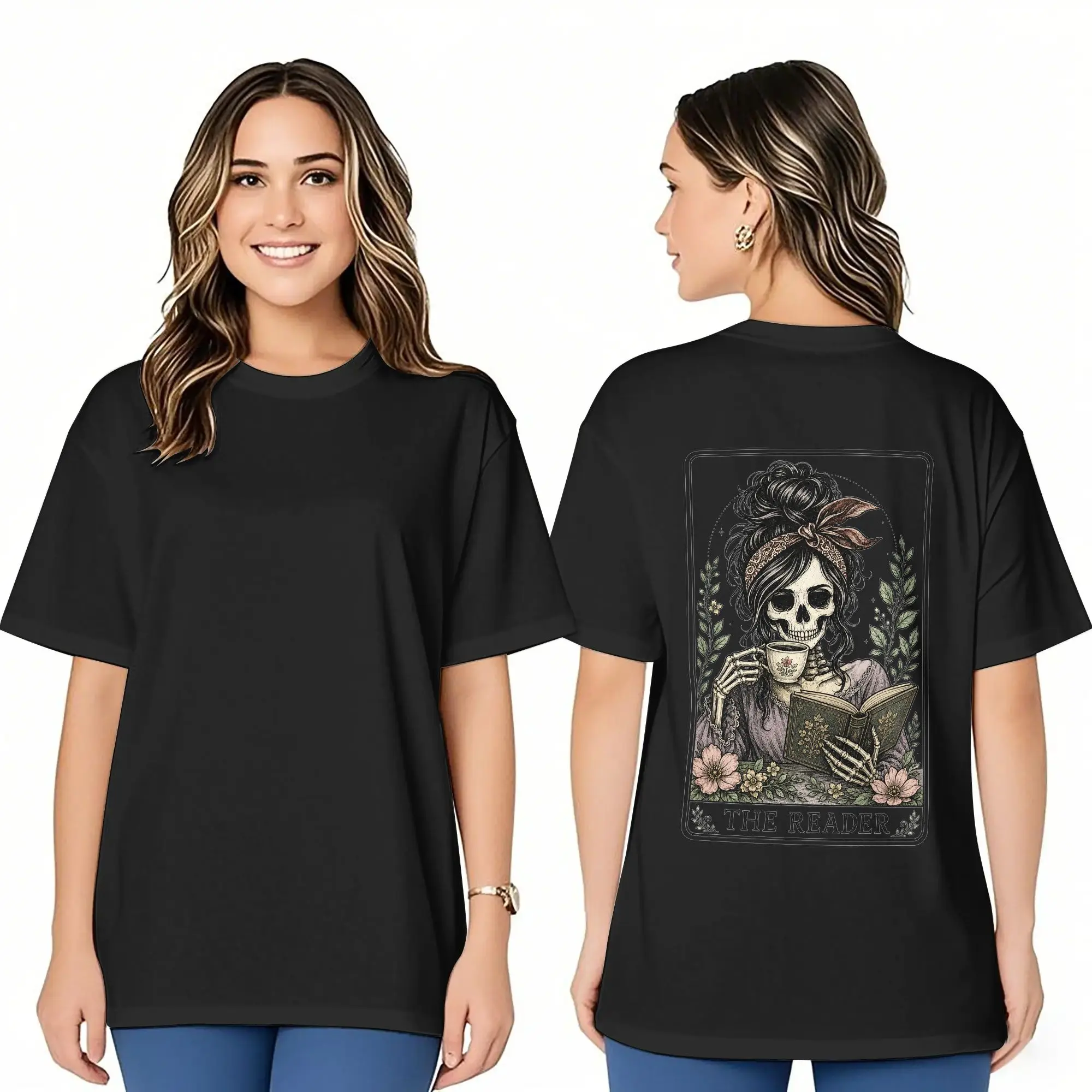 Women’s Gothic Skull Graphic T Shirt Vintage Dark Academia Oversized Tee Casual Short Sleeve Crew Neck Top Alternative Streetwear Shirt Soft Cotton Summer Loose Fit Trendy Y2K Aesthetic Clothing for Girls Breathable Everyday Womenswear Fashion
