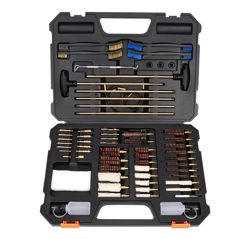 Pro Gear Complete Maintenance Tool Kit for All Calibers – 14 Threaded Bronze Bore Brushes, 11 Brass Jags, 11 Mops, Reinforced Rods, Portable Durable Storage Case (25 Total Tools)