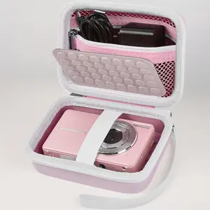 Digital Camera Case Compatible with CAMKORY/for Lecnippy/for Lecran/for KODAK PIXPRO/for Qumcou/for WONNIE Point & Shoot Cameras, Small Compact Camera Pouch for SD Card Accessories (Pink)